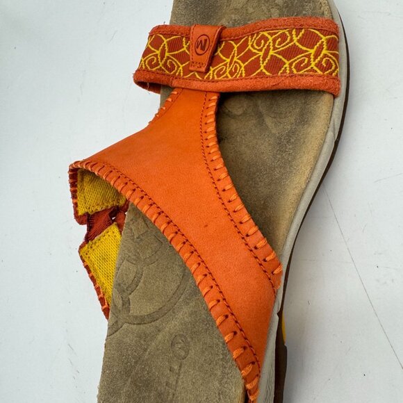 Merrell Womens Moroccan Spice Sandals Size 8 Orange Slip On Casual Cushioned - Picture 9 of 13